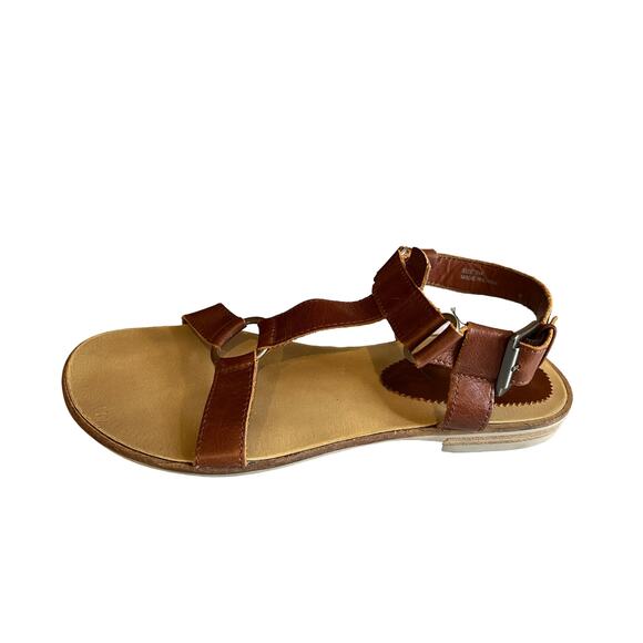 J Jill Brandie Brown Flat Leather Sandals 7 - Picture 1 of 7
